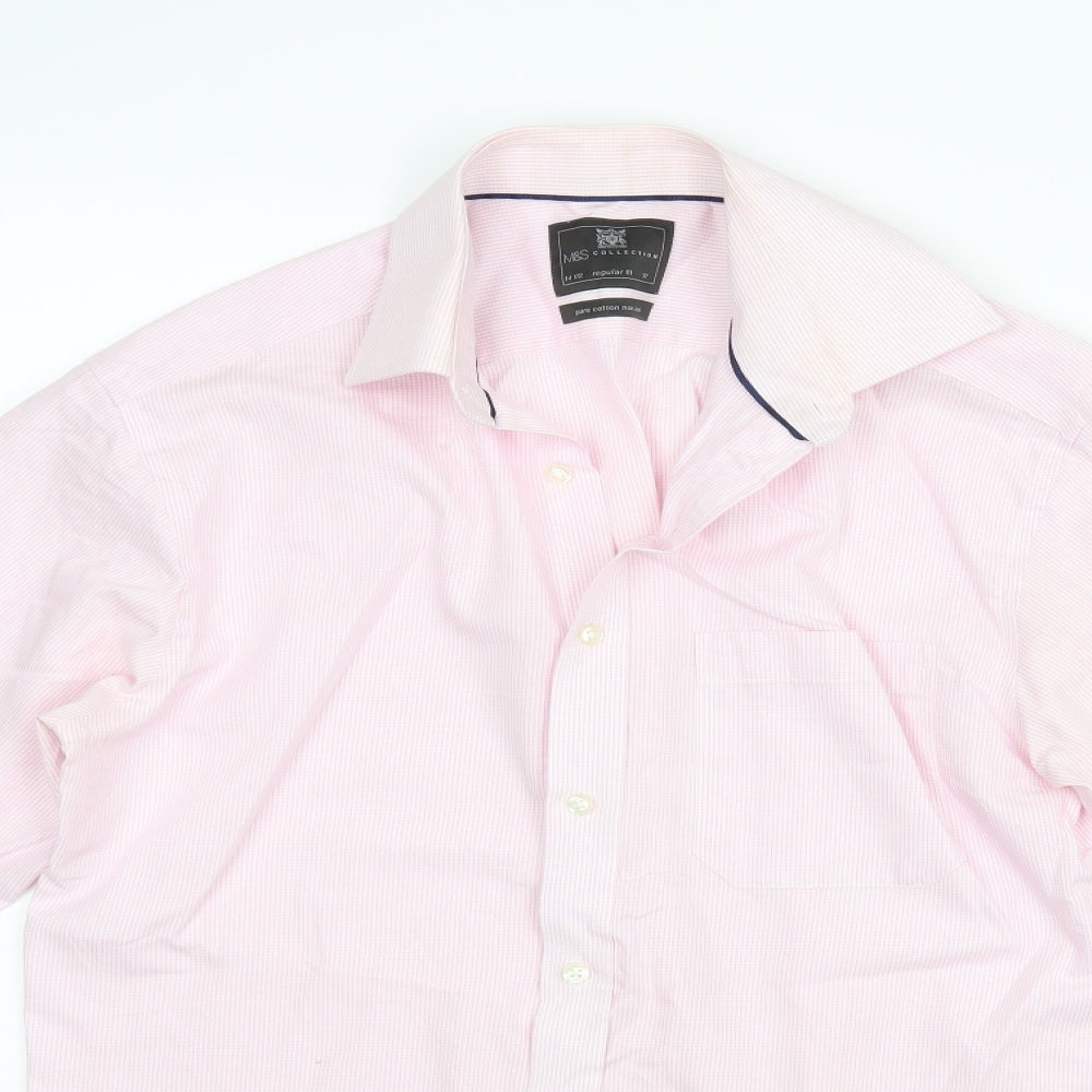 M&S Mens Pink    Dress Shirt Size 14