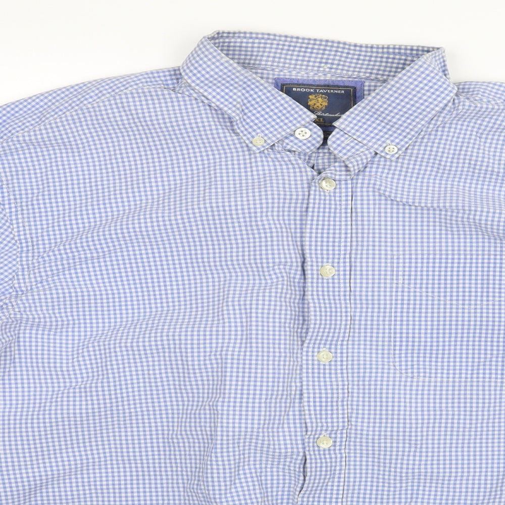 Brook Taverner Mens Blue Check   Dress Shirt Size 2XL