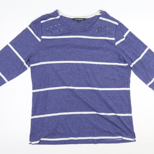 Bonmarche Womens Blue Striped  Basic T-Shirt Size 18