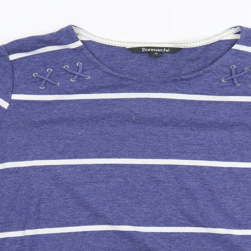 Bonmarche Womens Blue Striped  Basic T-Shirt Size 18
