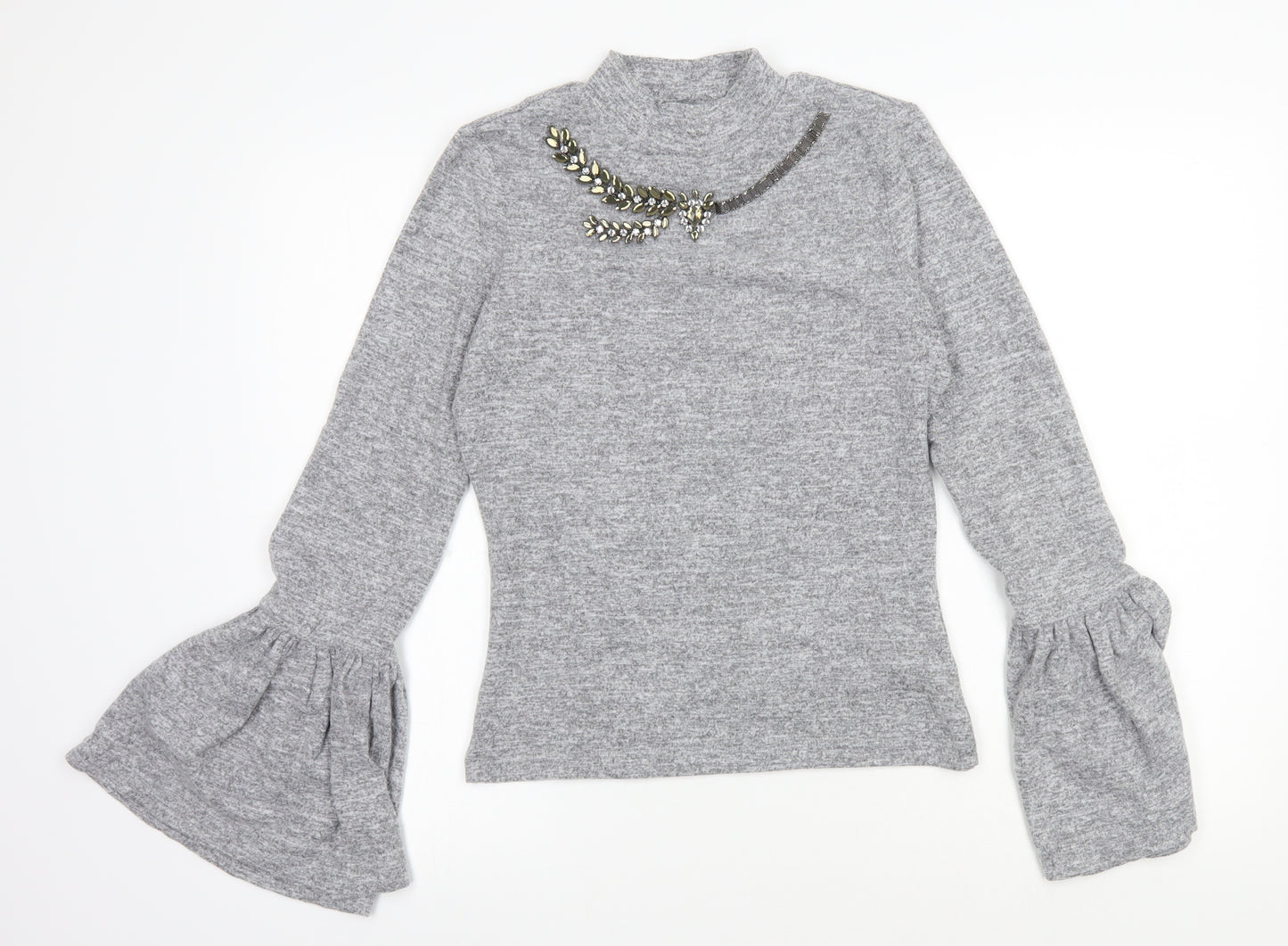 River Island Womens Grey   Pullover Jumper Size 10  - puffy sleeves