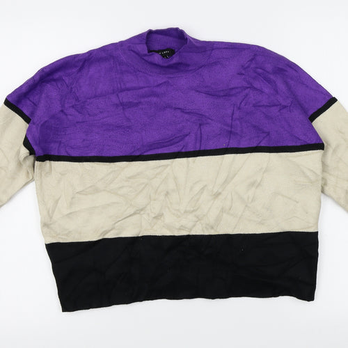 New Look Womens Purple Striped  Pullover Jumper Size M