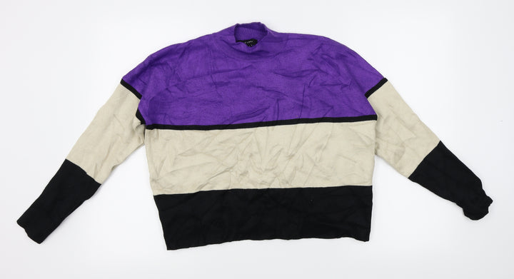 New Look Womens Purple Striped  Pullover Jumper Size M