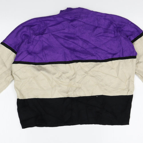 New Look Womens Purple Striped  Pullover Jumper Size M