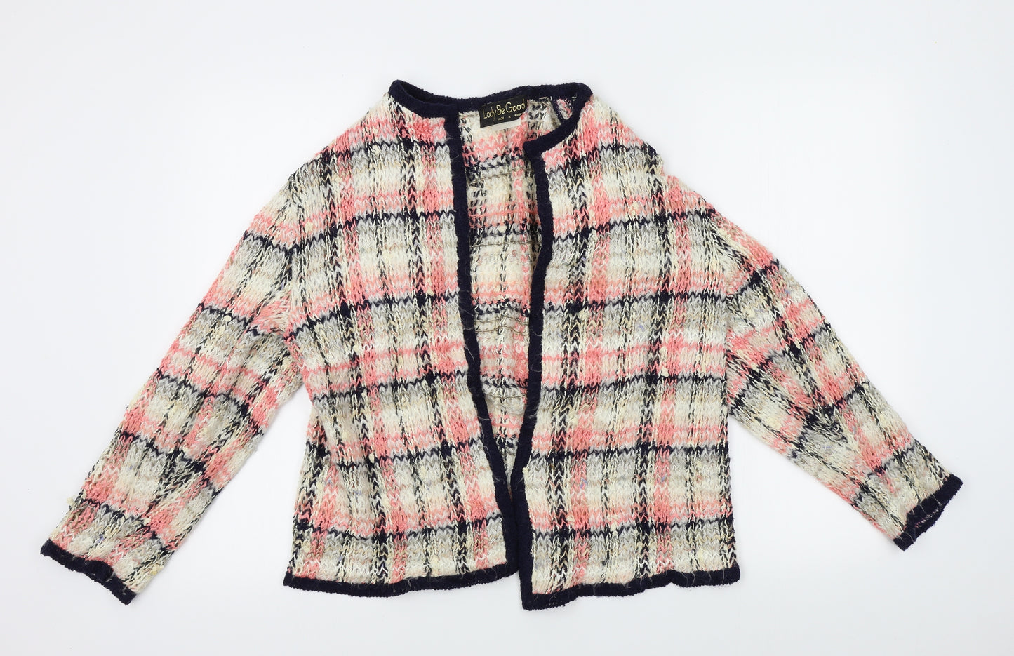 Lady be good Womens Pink Plaid  Cardigan Jumper Size 12