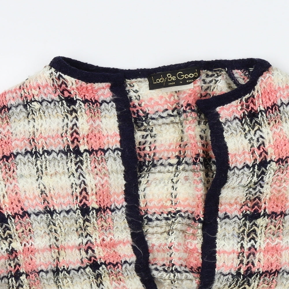 Lady be good Womens Pink Plaid  Cardigan Jumper Size 12
