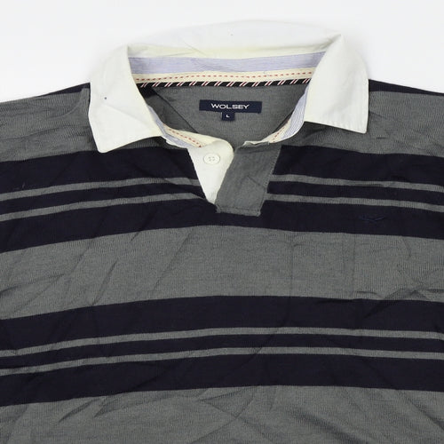 Wolsey Mens Grey Striped  Pullover Jumper Size L