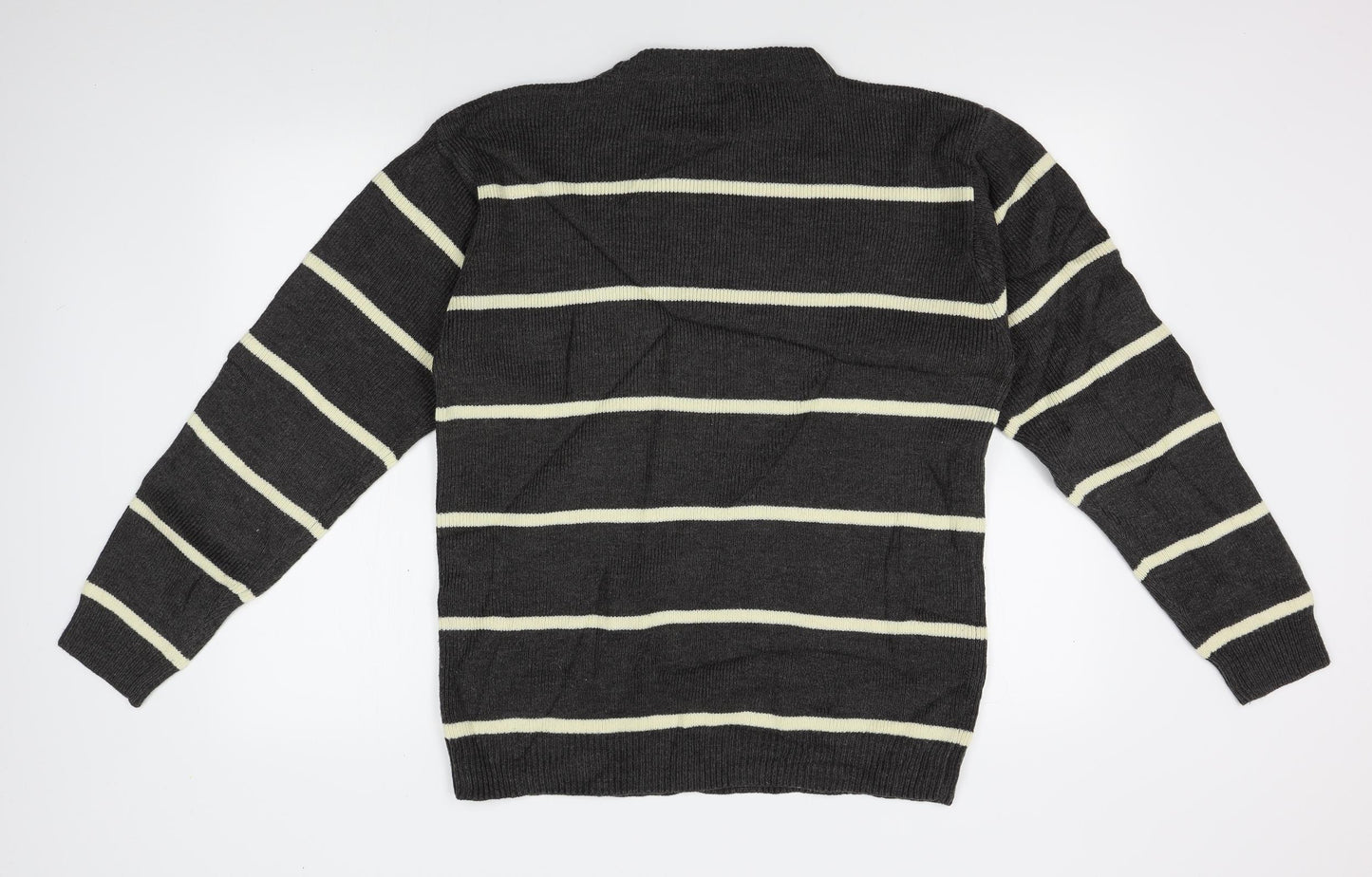 Private Member Mens Grey Striped  Pullover Jumper Size L