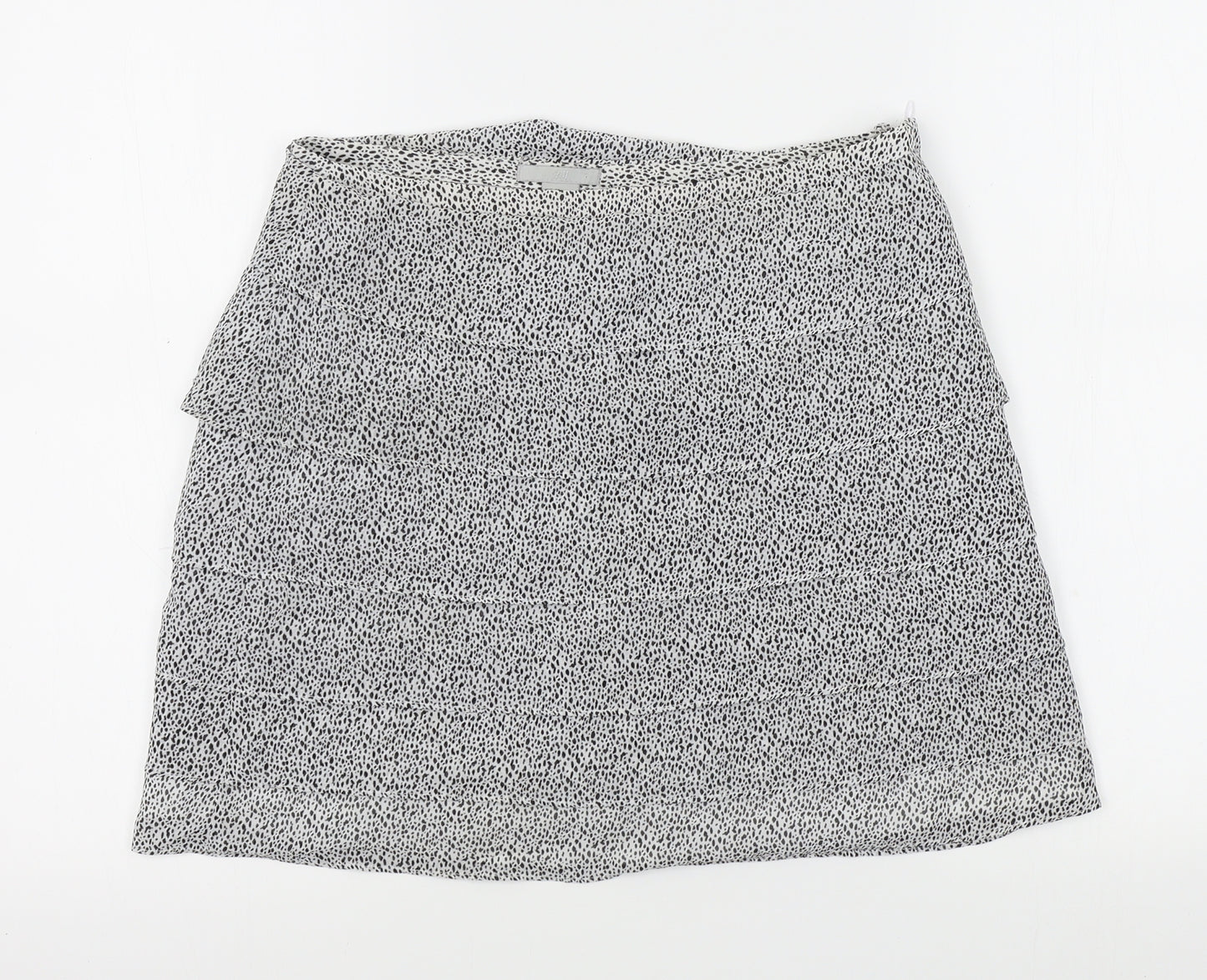 H&M Womens Grey Animal Print  A-Line Skirt Size 10  - layered
