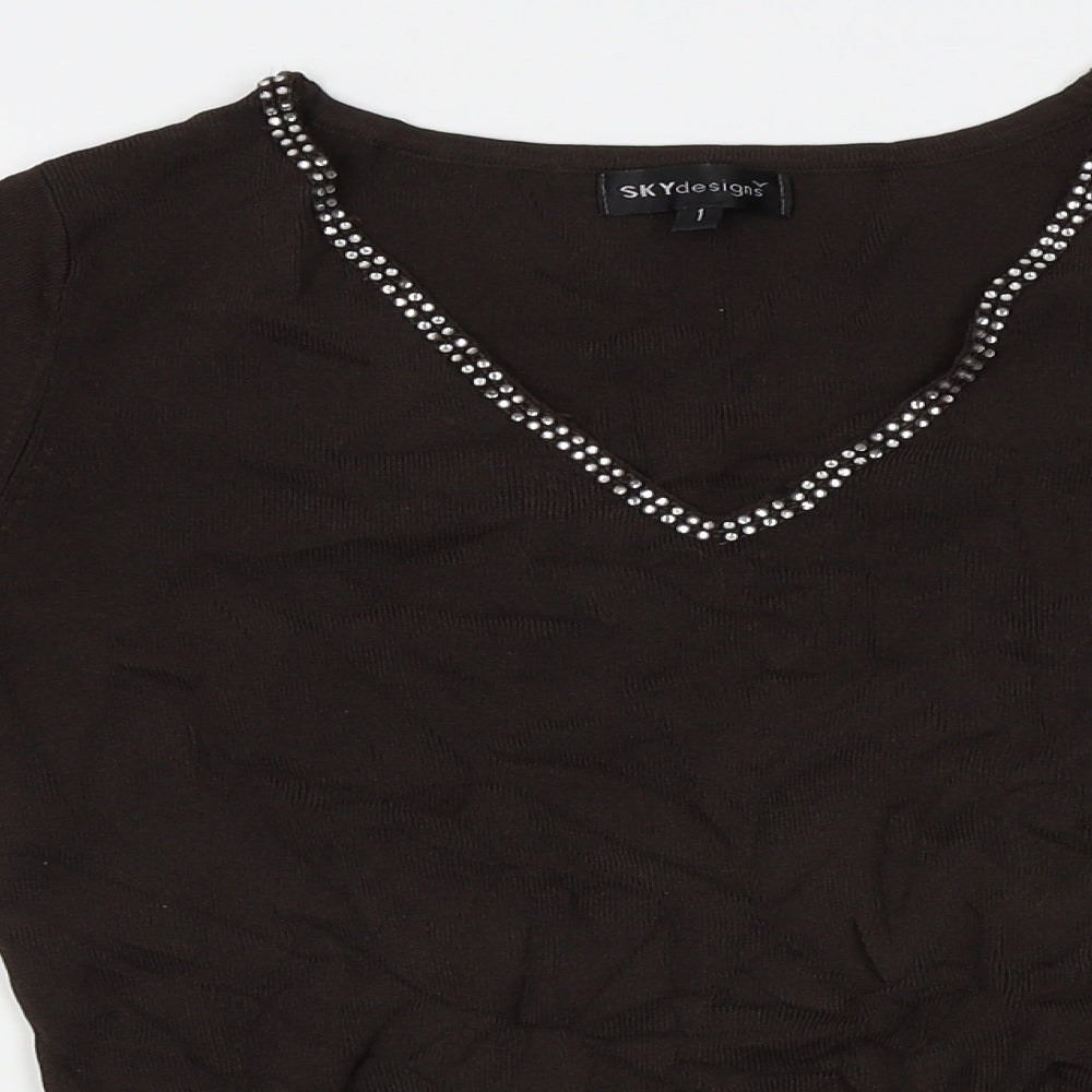 Sky Designs Womens Black   Basic T-Shirt One Size  - size 1 check designer