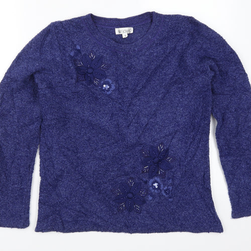 Fay Louse Womens Blue   Pullover Jumper Size 10  - Flowers
