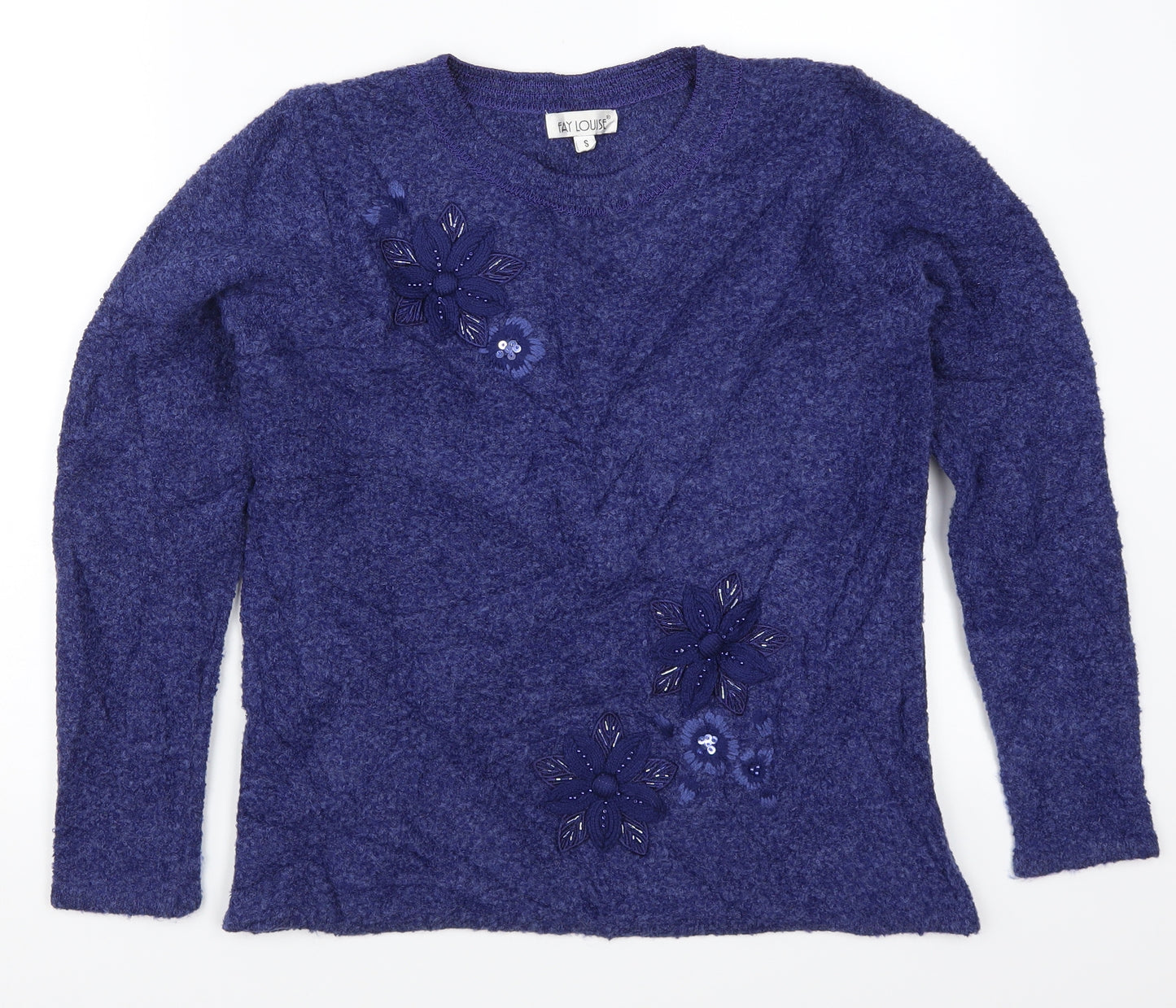 Fay Louse Womens Blue   Pullover Jumper Size 10  - Flowers
