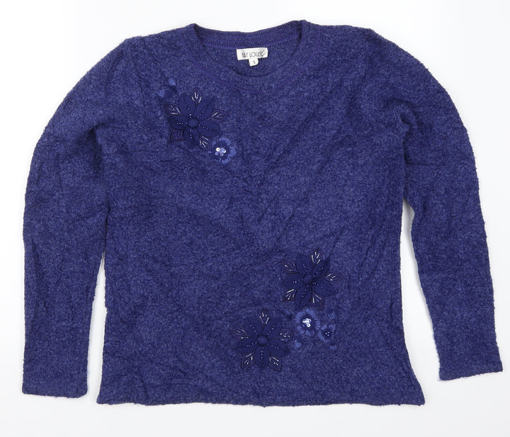 Fay Louse Womens Blue   Pullover Jumper Size 10  - Flowers