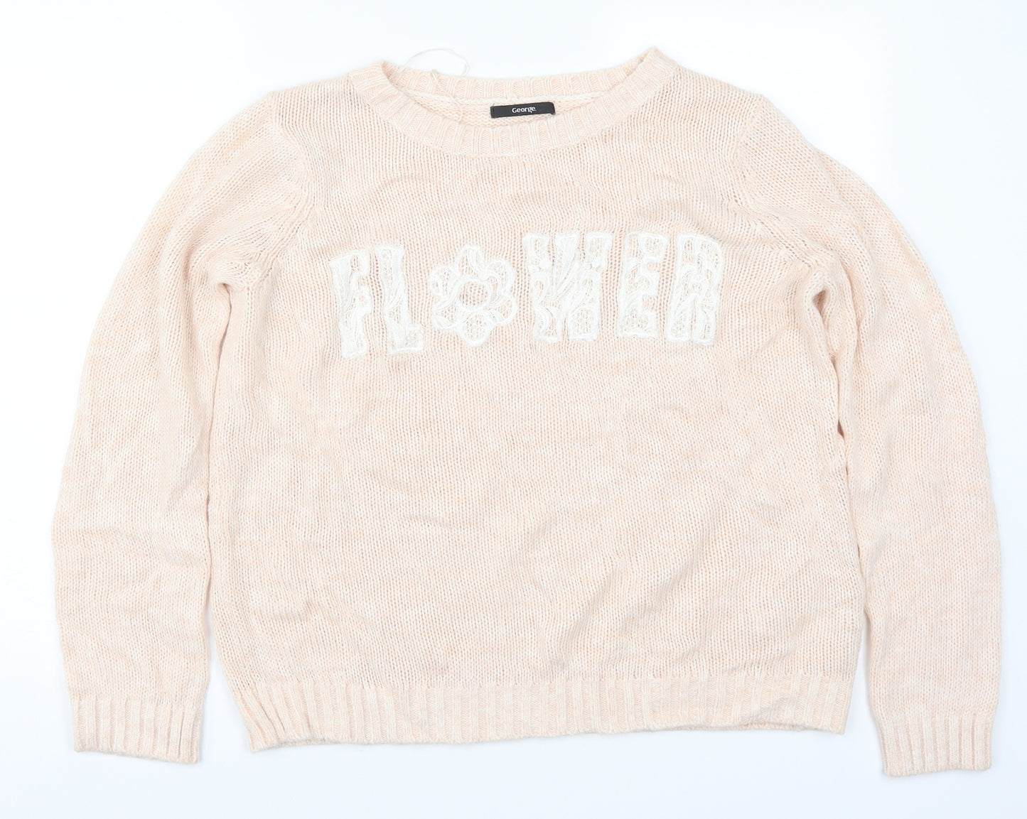George Womens Pink  Knit Pullover Jumper Size 14  - Flower