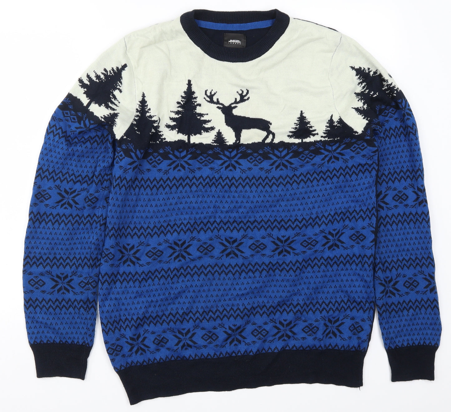 Burton Mens Blue Geometric  Pullover Jumper Size L