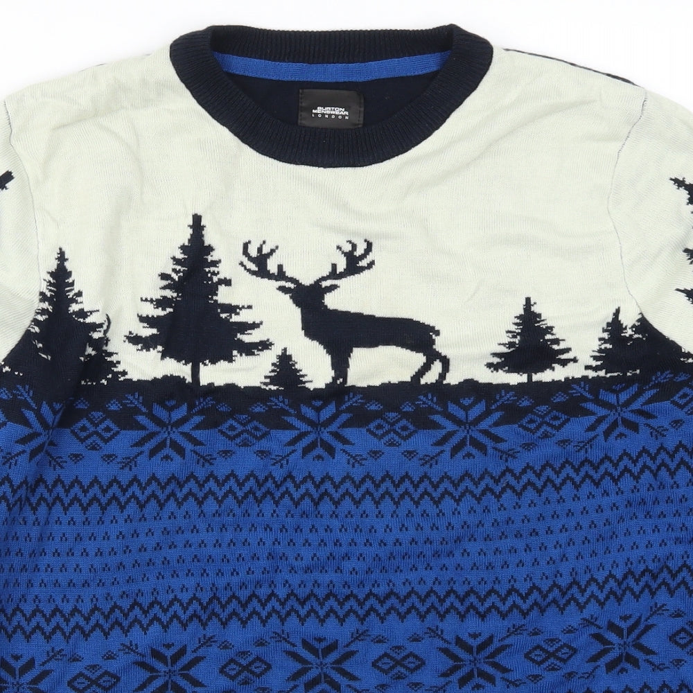 Burton Mens Blue Geometric  Pullover Jumper Size L