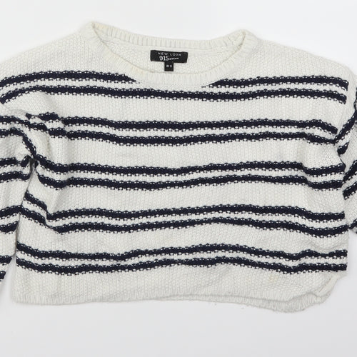 New Look Girls White Striped  Pullover Jumper Size 10-11 Years