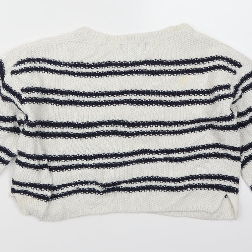 New Look Girls White Striped  Pullover Jumper Size 10-11 Years