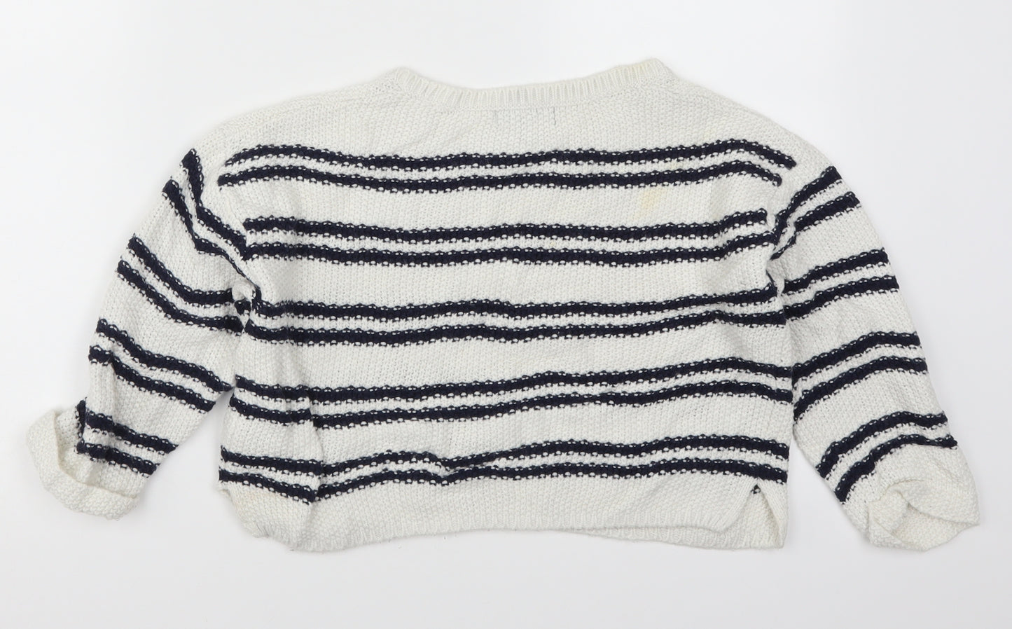 New Look Girls White Striped  Pullover Jumper Size 10-11 Years
