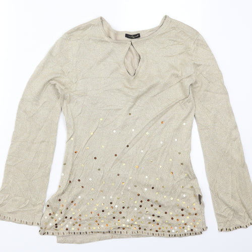 St Bernard Womens Gold  Rayon Pullover Jumper Size 10  - Keyhole Neck