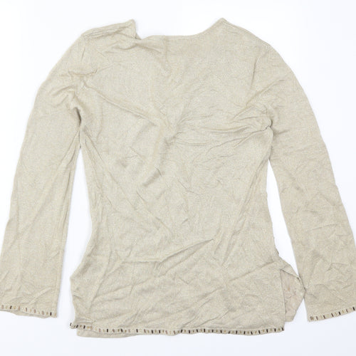 St Bernard Womens Gold  Rayon Pullover Jumper Size 10  - Keyhole Neck