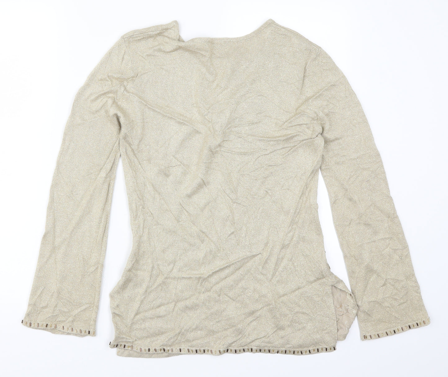St Bernard Womens Gold  Rayon Pullover Jumper Size 10  - Keyhole Neck