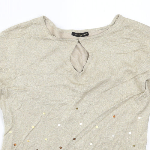 St Bernard Womens Gold  Rayon Pullover Jumper Size 10  - Keyhole Neck