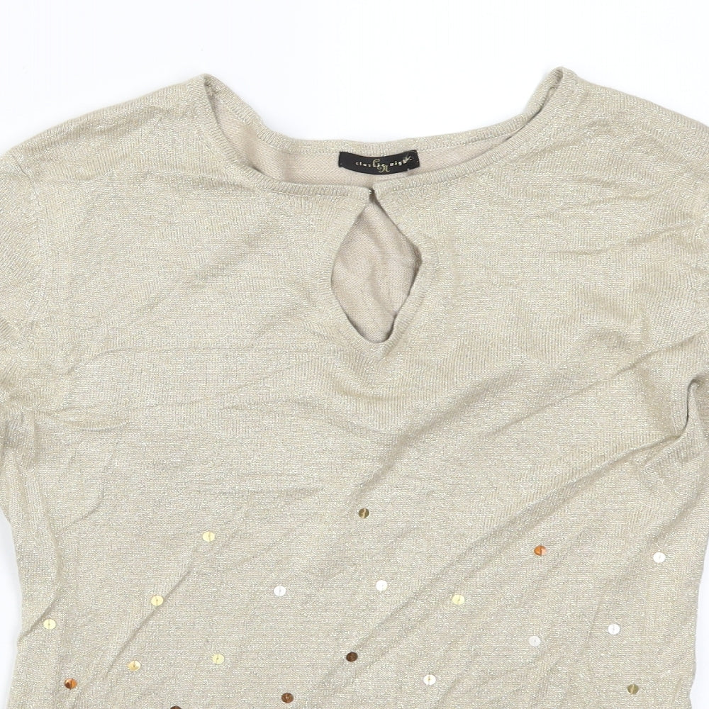 St Bernard Womens Gold  Rayon Pullover Jumper Size 10  - Keyhole Neck