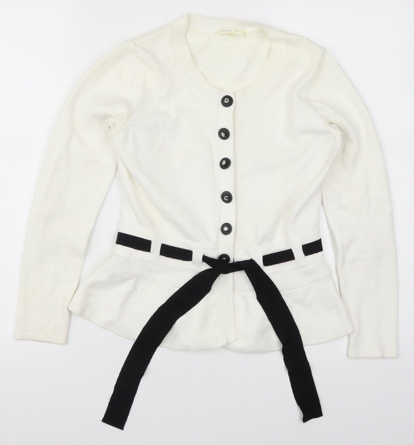 PAULE KA Womens White   Cardigan Jumper Size S