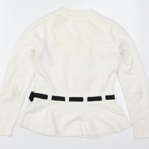 PAULE KA Womens White   Cardigan Jumper Size S