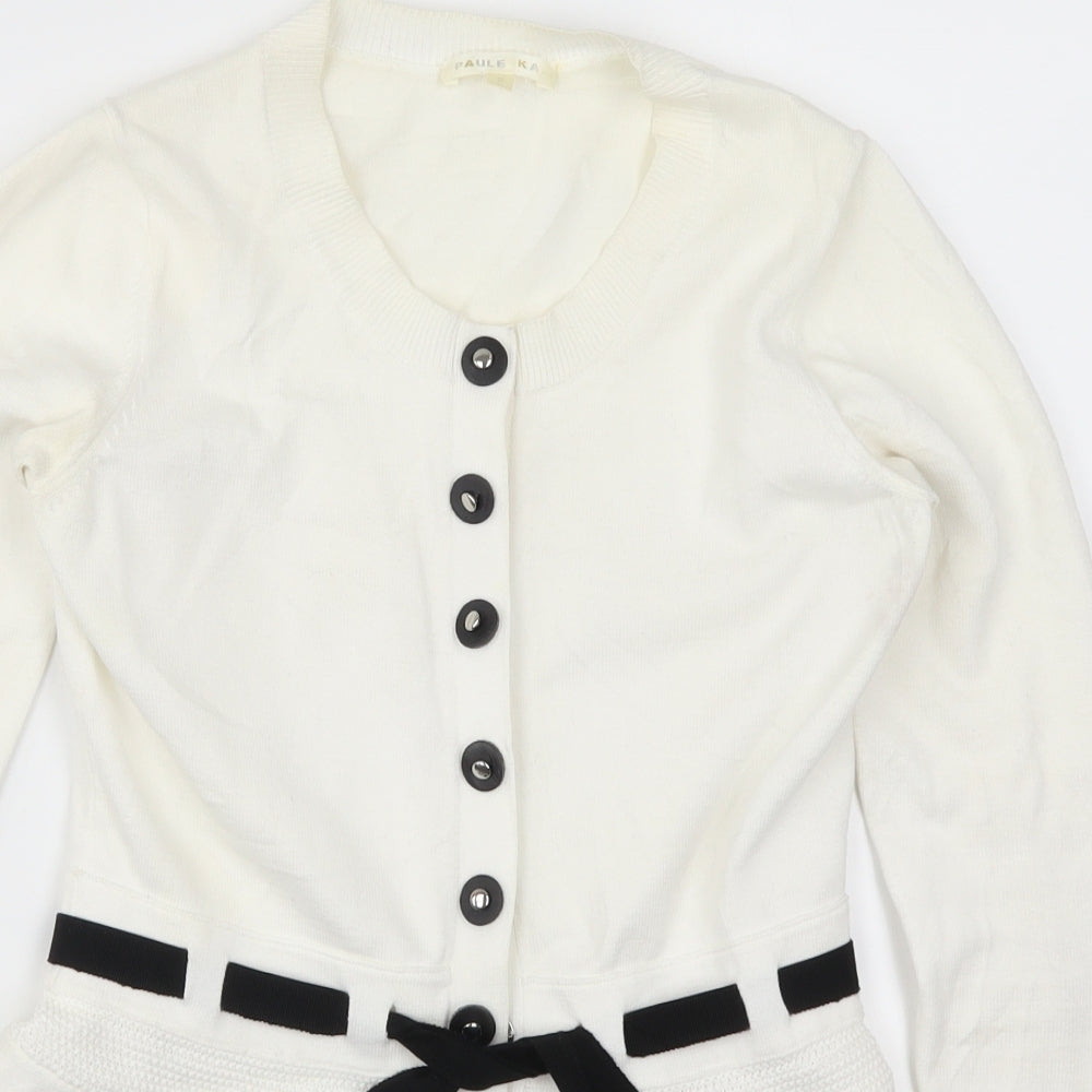 PAULE KA Womens White   Cardigan Jumper Size S