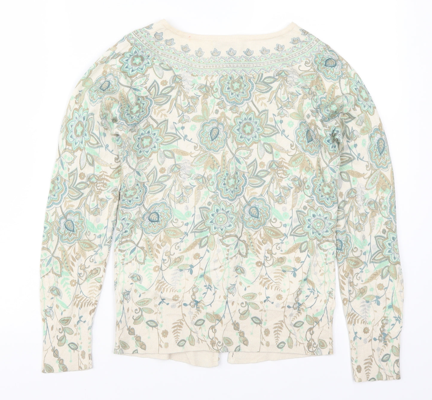 Monsoon Womens Green Floral  Cardigan Jumper Size S
