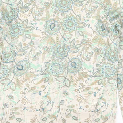 Monsoon Womens Green Floral  Cardigan Jumper Size S