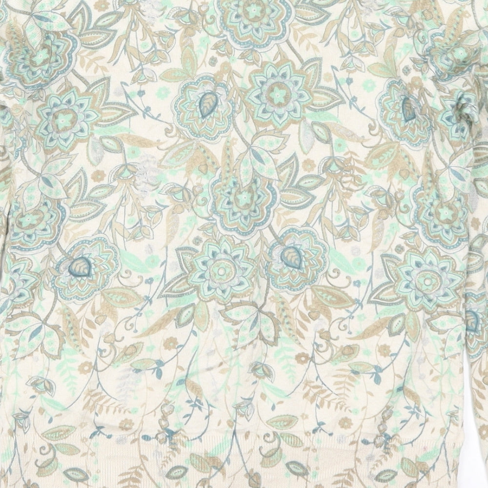 Monsoon Womens Green Floral  Cardigan Jumper Size S