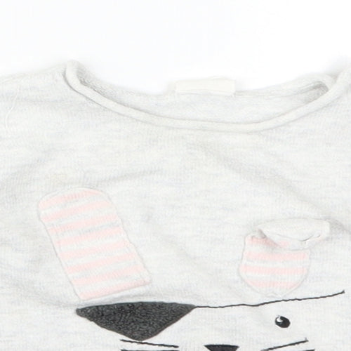 H&M Girls Grey   Pullover Jumper Size 6-9 Months  - Rabbit