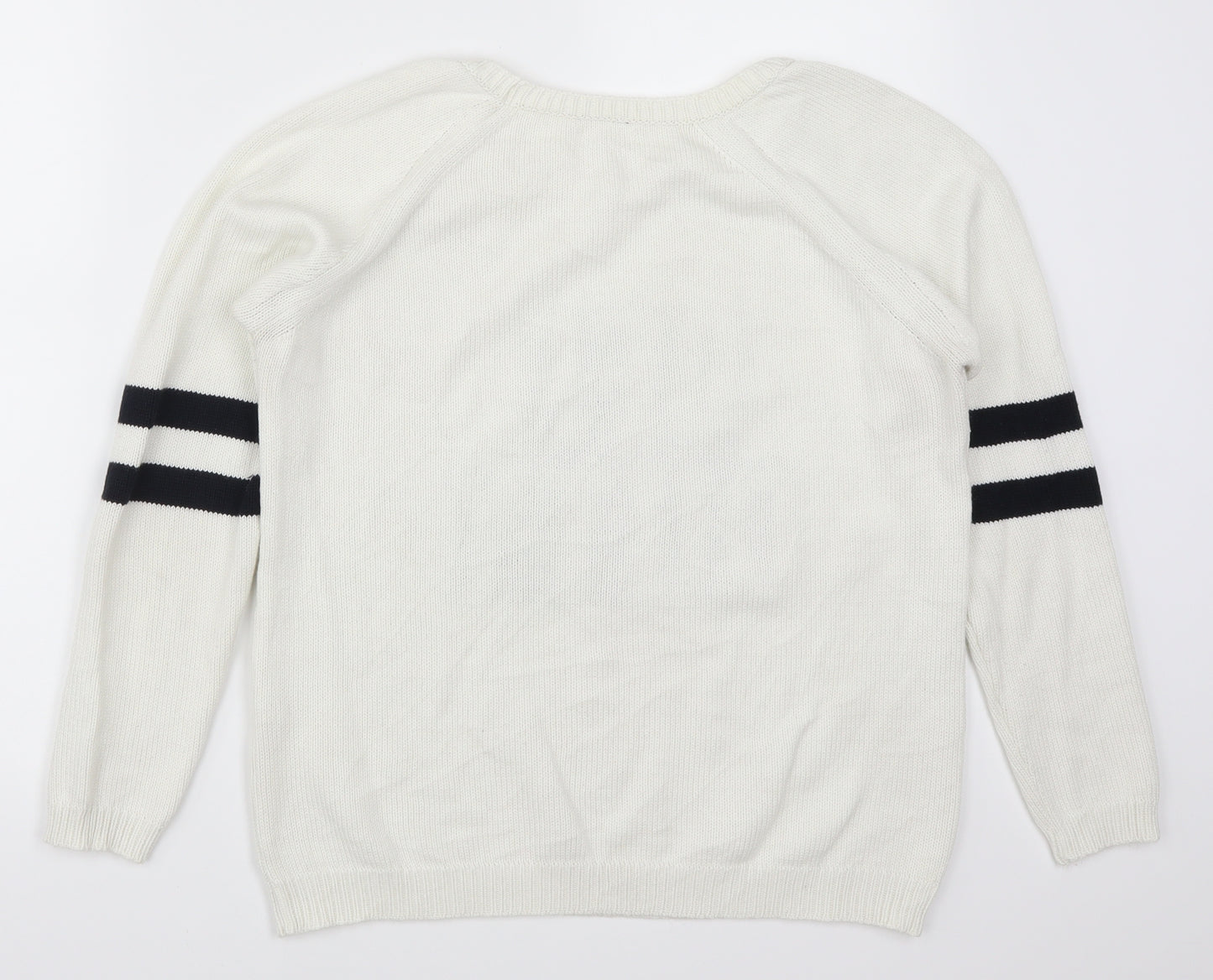 River Island Womens White  Knit Pullover Jumper Size 14  - Off Duty