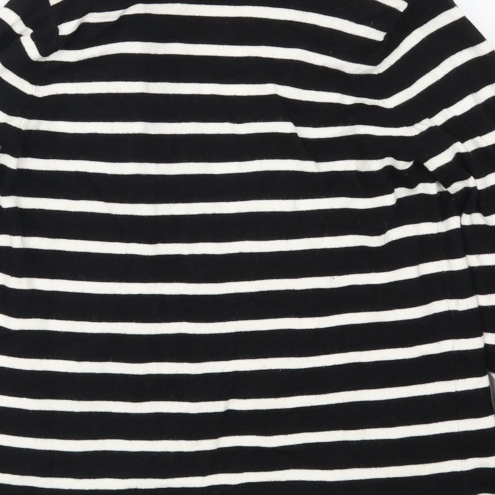 Marks and Spencer Womens Black Striped  Cardigan Jumper Size 16