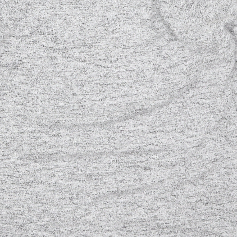 F&F Girls Grey   Basic T-Shirt Size 8-9 Years  - Rainbow Striped Sleeves