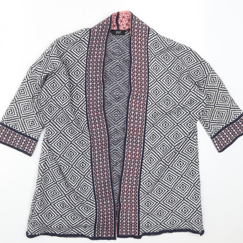 F&F Womens Blue Geometric  Cardigan Jumper Size 6