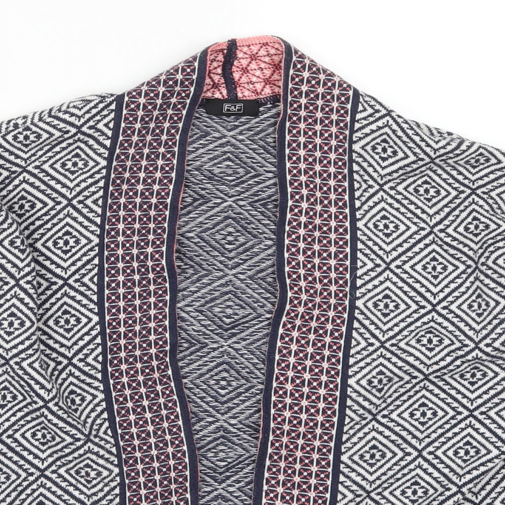 F&F Womens Blue Geometric  Cardigan Jumper Size 6