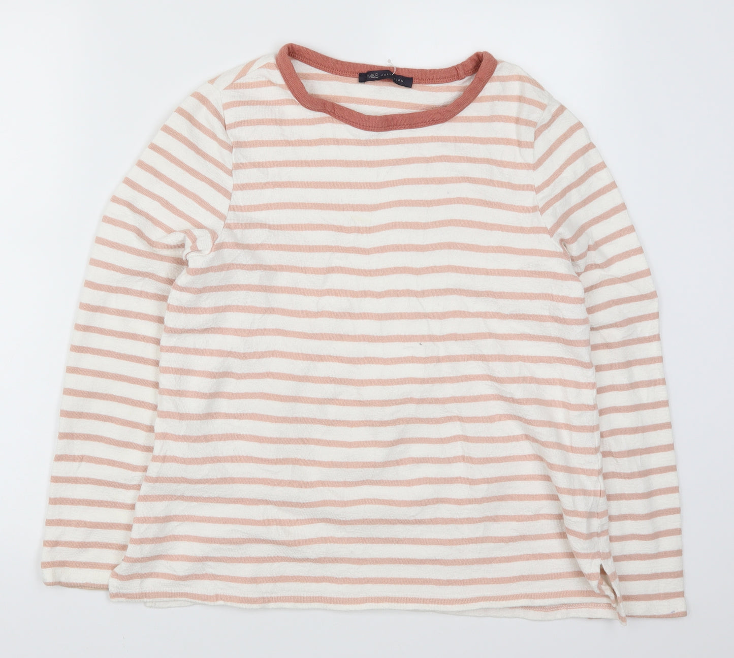 Marks and Spencer Womens Pink Striped  Pullover Jumper Size 12
