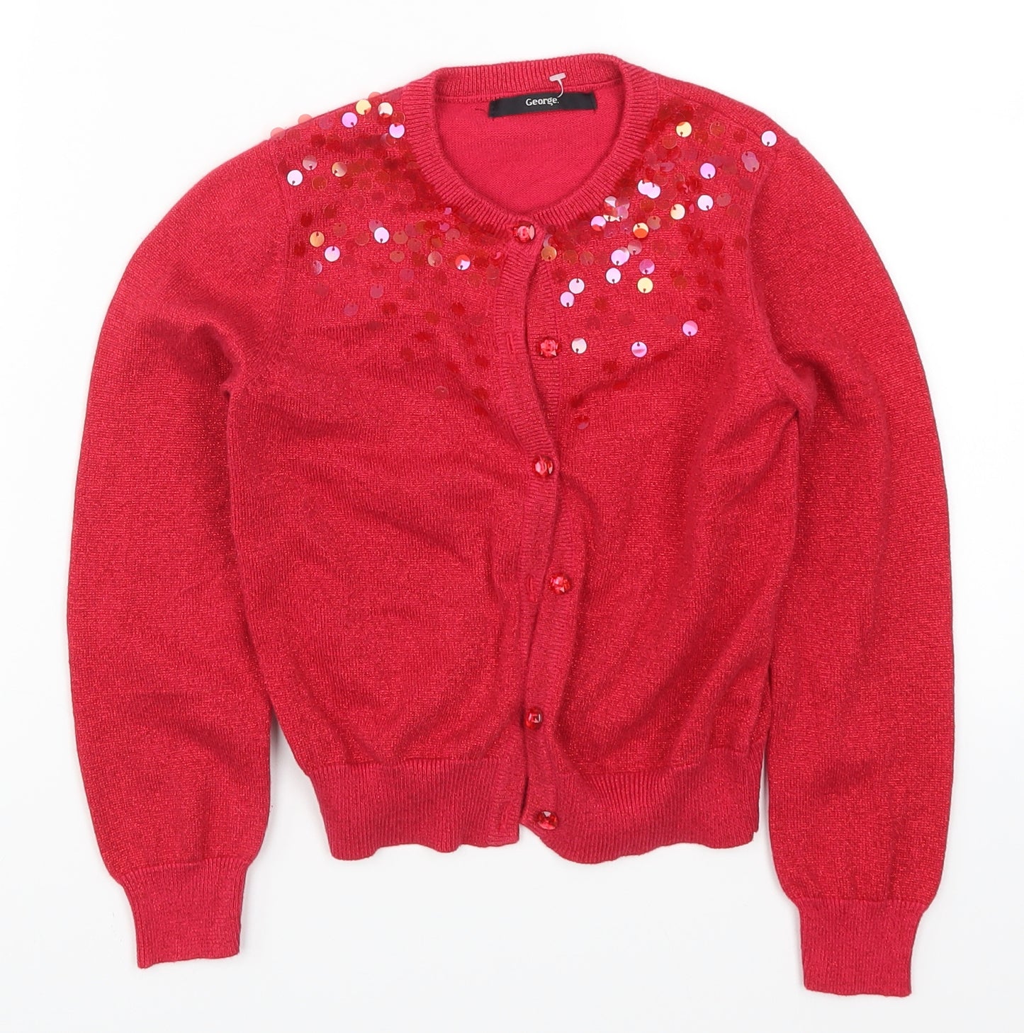 George Girls Red   Cardigan Jumper Size 7-8 Years