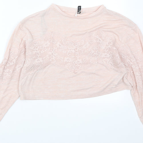 H&M Womens Pink  Lace Basic T-Shirt Size XS