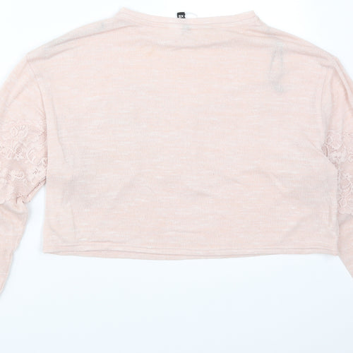 H&M Womens Pink  Lace Basic T-Shirt Size XS