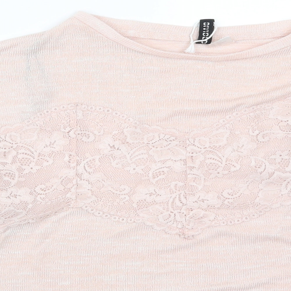 H&M Womens Pink  Lace Basic T-Shirt Size XS