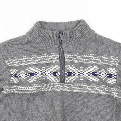 Gymboree Boys Grey Geometric  Full Zip Jumper Size 5-6 Years