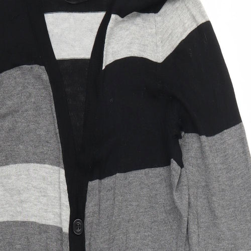 Femme Womens Grey Striped  Cardigan Jumper Size 8