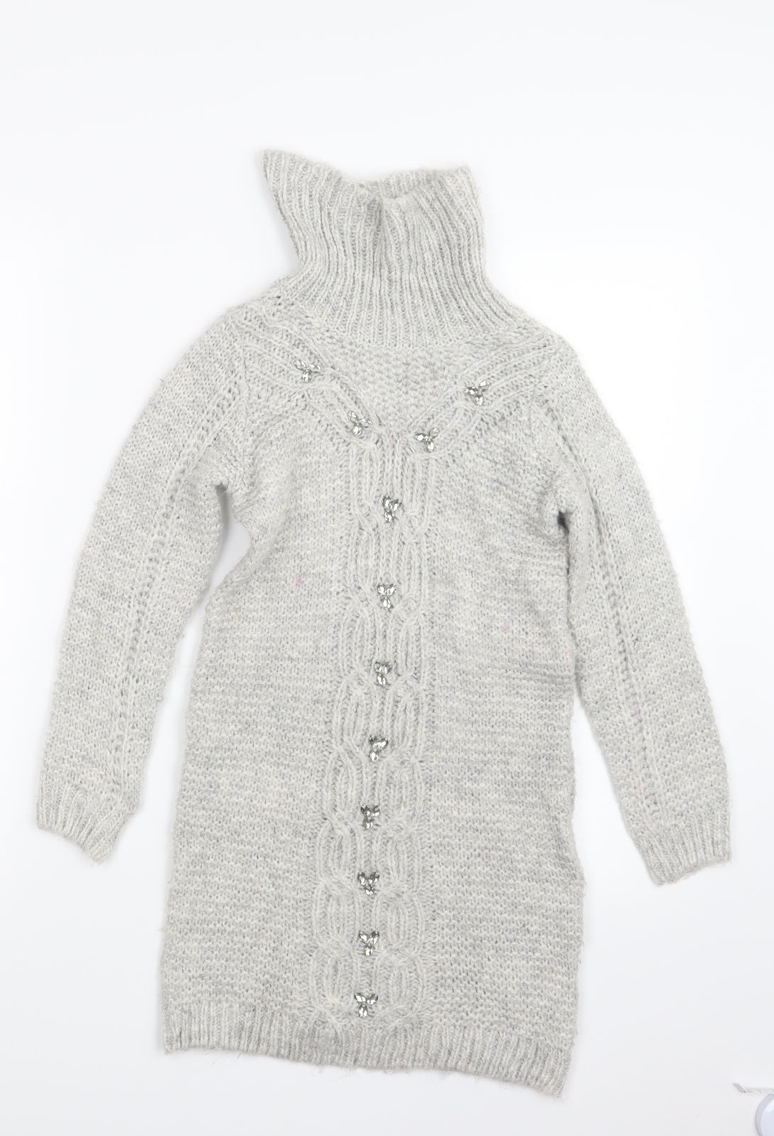 TU Girls Grey  Knit Jumper Dress  Size 7 Years