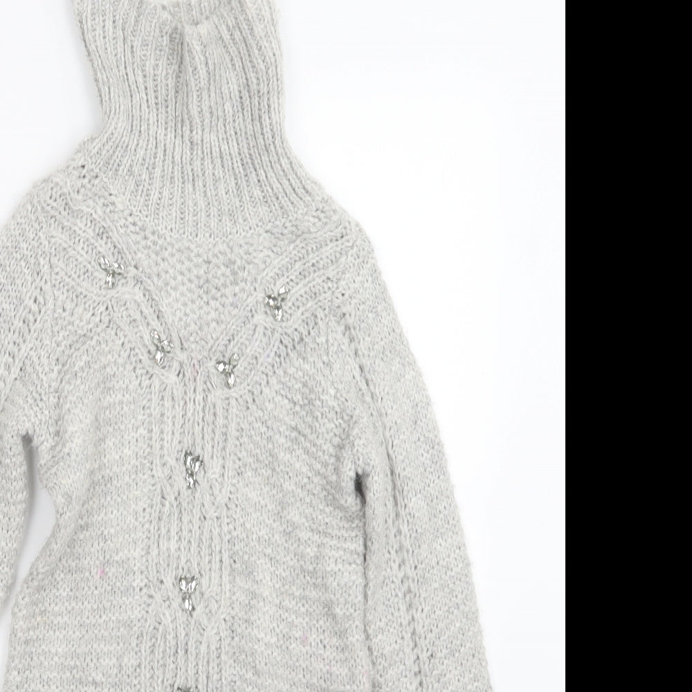 TU Girls Grey  Knit Jumper Dress  Size 7 Years