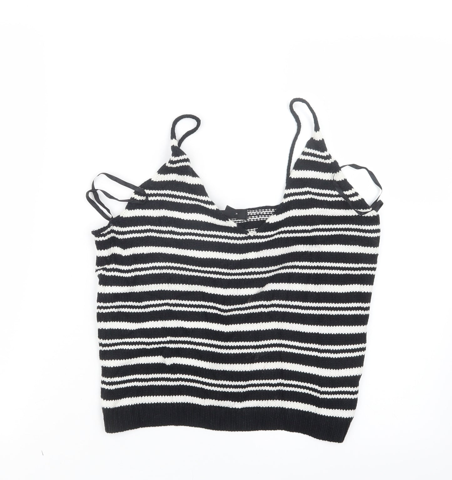 Atmosphere Womens Black Striped Knit Cropped Tank Size 10